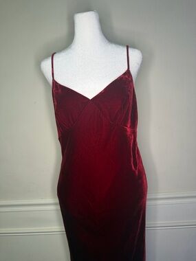 Vintage Lauren Ralph Lauren Silk Velvet Gown Burgundy Bias Cut Sz 8 Fits Small